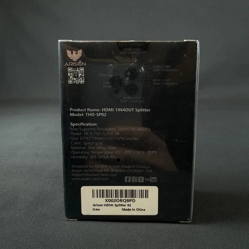 Arisen 1in4out HDMI Splitter THD-SP02 MAX 3840*2160@60Hz NEW SEALED